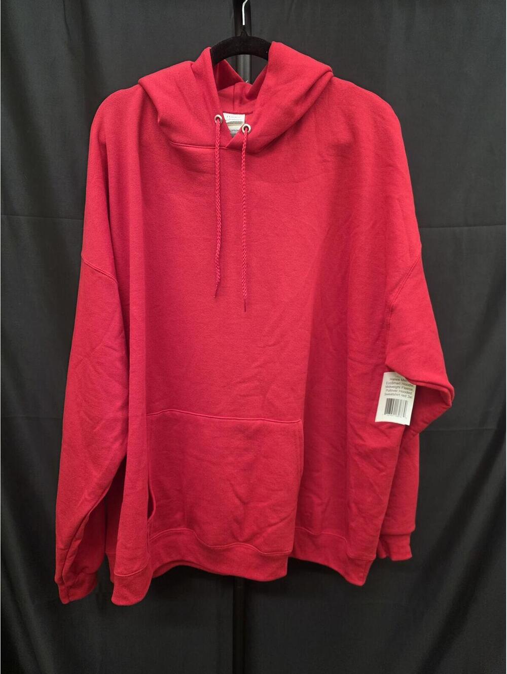 HANES MEN’S ECOSMART MIDWEIGHT FLEECE PULLOVER HOODIE RED 3XL